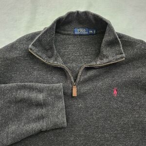 POLO RALPH LAUREN Men's Charcoal Grey Quarter-Zip Pullover Sweater Cotton‎ XXL